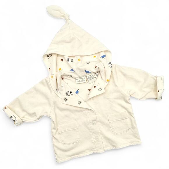 Nordstrom Baby Knotted Lined Hoodie Unisex Once Upon A Time Jacket Cream Newborn - Picture 1 of 8